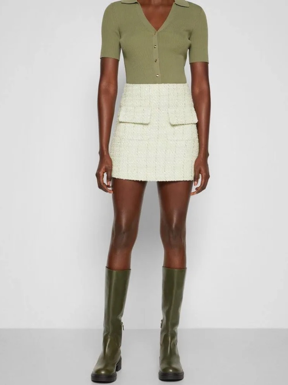 NWT Maje Jinova Tweed Mini Skirt with Front Pockets - Picture 3 of 16